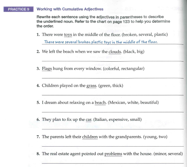 Cumulative Adjectives Worksheet Pdf